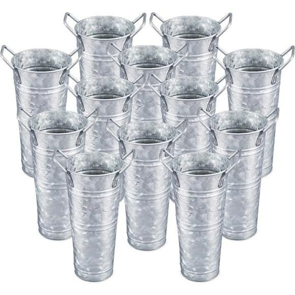 Accents Galvanized Metal Vases Rustic Tall Metal Buckets Vintage 9